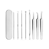 Pinkiou Blackhead Removers Comedone Pimple Popper Tool Acne Extractors Blemish Remover Ingrown Hair Tweezers Removal Kit Whitehead Remover Zit Treatment Skincare Tools for Face Nose, 8-in-1