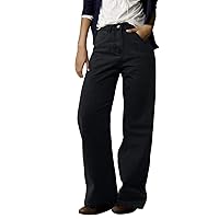 Women's Denim Stretch Loose Jeans Trendy Straight Leg Casual Modern Denim Pants Western Vintage Classic Boyfriend Mom