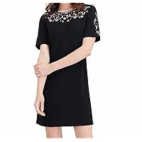 Calvin Klein Women's Petite Short Sleeve Embroidered Shift Dress