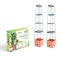 Maxitom - 4.9ft Trellis for Climbing Plants - Plant Support for Climbing Plants, Vines, Vegetables, Tomatoes - Garden Trellis - Planter Box with Trellis - 2 Pack Plant Towers - Terracotta