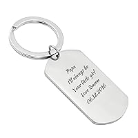 Custom Engraved Stainless Steel Dog Tag Keychain - Free Personalized Engraving Key Ring (Black Letter)