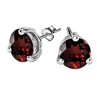 925 Sterling Silver Multi Gemstones Stud Earrings, 6x6mm Round Fashion Designer Jewelry for Women