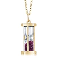 18k Gold Plated Silver Hourglass Pendant with 0.75 Ct Ruby Dust 18