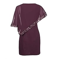 Womens 2024 Plus Size Dresses Retro Crew Neck Bodycon Work Top Fashion Sequin Cold Shoulder Color Block Sparkle Party