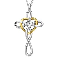 Jude Jewelers Stainless Steel Love Knot Heart Shaped Cross Pendant Necklace