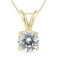 SZUL Certified 1/7ctw - 1ctw Round Diamond Solitaire pendnat Available in 14K White and Yellow Gold