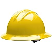 Bullard 3-Rib Full Brim Safety Hard Hat with 6-Point Ratchet Suspension and Cotton Brow Pad, Yellow