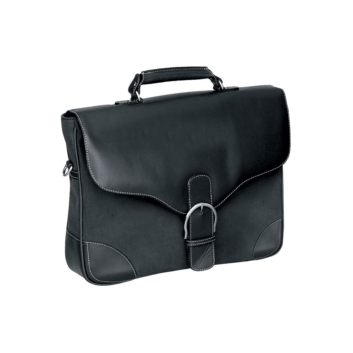Goodhope Bellino Diplomat Black Leather/Fabric Messenger Bag