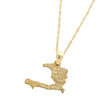 Haiti Map Necklace Pendants for Women Necklace Real Gold Plated Jewelry Gifts Map of Haiti