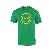 Evil Smiling Face with Yellow Devilish Smile Cool Retro Sarcastic Grin Funny Novelty T-shirt-Kelly-4Xl