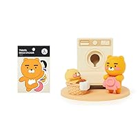 KAKAO Official Merchandise Gift Set- Coin Laundry Theme Ryan and Choonsik Silicone Charging Stand Dock Compatible with Apple Watch/Galaxy Watch + Ryan Apeach Tube Muzi Large Stickers (Ryan Laundry)