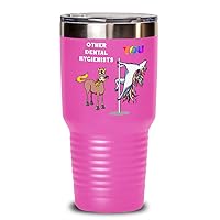 Dental oral hygienist 20 oz 30 oz insulated tumbler rainbow pole dancing unicorn, Funny employee of the month appreciation cup, Coworker leaving