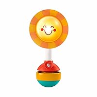 Fisher-Price Shake & Shine Sun Rattle, Baby Toy BPA-Free Teething Toy with Sensory Details