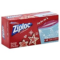 Ziploc Quart Food Storage Bags, Grip 'n Seal Technology for Easier Grip, Open, and Close, 48 Count, Holiday Designs, Packaging May Vary