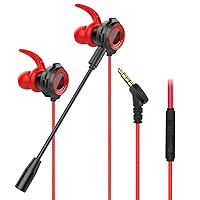 Universal Wired in-Ear Gaming Earphones with Microphone for Phones/PC Black Red