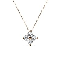 Round Lab Grown Diamond 4 Stone Women Flower Pendant Necklace (VS2-SI1,G) 0.28 ctw. Included 18 Inches Gold Chain