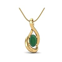 MOONEYE Dainty Oval Cut Minimalist Solitaire Green Onyx Pendant Necklace 925 Sterling Silver Oval Shape 5x3mm