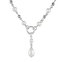 NOVICA Artisan Handmade Cultured Freshwater Pearl Pendant Necklace Station from Thailand Fine Silver Sterling White Y Hill Tribe Birthstone 'Perfect Glow'
