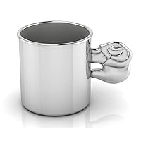 Sterling Silver Elephant Handled Cup for Baby - Elegant Engravable Personalized Cup Keepsake Gift - Made With Solid 925 Sterling Silver Material With Premium Gift Box
