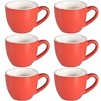 homEdge Mini Procelain Espresso Cup, 3 Ounces / 90 ml Tiny Coffee Mugs Demitasse for Espresso, Tea- Red