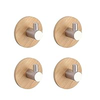 4PC Door Rear Hook Adhesive Bamboo Metal Hook Wall Clothes Key Hanger Towel Holder Punch-Free Hotel Living Room Coat Hook,Yellow,A