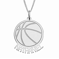 Personalized Basketball Necklace with Engraved Name Numbers Custom Any Ball Football Softball Vollyball Necklace for Women Men