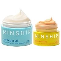 Kinship Supermello Gel Cream Moisturizer + Brightwave Vitamin C Eye Cream Bundle | Lightweight Hyaluronic Acid Face Lotion | Energizing + Brightening Reduce Dark Circles & Puffiness | All Skin Types