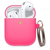 elago AirPods Hang Case - [Extra Protection] [Added Carabiner] - for AirPods Case (Neon Hot Pink)
