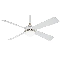 MINKA-AIRE F623L-WHF/BN Orb 54 Inch Ceiling Fan with Integrated 16W LED Light in Flat White/Brushed Nickel Finish
