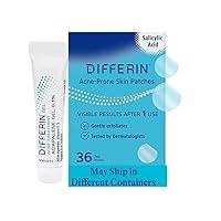 Differin Acne Treatment Gel and Differin Patches Set: 36 Differin Power Patches, 18 large and 18 small pimple patches for acne-prone skin and Differin A30 day retinoid treatment with 0.1% adapalene