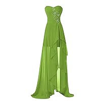 Women's Sweetheart Prom Dresses Chiffon Hight Slit Formal Party Gowns