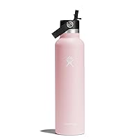 Hydro Flask 24 Oz Stainless Steel Standard Water Mouth Bottle with Flex Straw Cap and Double-Wall Vacuum Insulation
