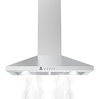 Range Hoods 30 Inch, Ductless/Ducted Convertible Wall Mount Kitchen Vent Hood with Chimney, Stainless Steel Stove Hood with Touch Control, 3 Speed Exhaust Fan, Adjustable Chimney & LED Light