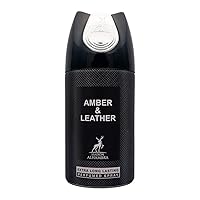 ALHAMBRA AMBER & LEATHER DEODORANT BODY SPRAY - 250ML | EXTRA LONG LASTING PERFUMED SPRAY | LUXURY FRAGRANCE SCENT | PREMIUM IMPORTED FRAGRANCE SCENT FOR MEN AND WOMEN (Pack of 1)