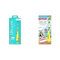 Colgate hum Kids Smart Manual Toothbrush, Yellow & Magik Smart Toothbrush for Kids, Kids Toothbrush Timer with Fun Brushing Games Yellow 1 Count