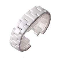 Convex Watchband Ceramic Black White Watch Bracelet Bands 16mm 19mm Strap Special Solid Links Folding Buckle Accessories Replace