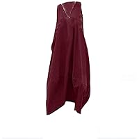 New Popular Cotton and Linen v-Neck Pocket Dress Europe and America Beach Skirt Casual Dress