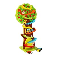 ERINGOGO 1pc Wooden Inertial Track Toy Pulley Car Bamboo Child