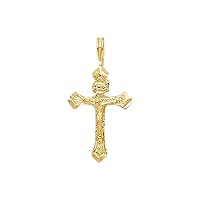 14KY Religious Crucifix Pendant | 14K Yellow Gold Christian Jewelry Jesus Pendant Locket For Women Men | 17 mm x 11 mm Gold Chain Pendants | Weight 0.5 grams