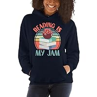 Reading Is My Jam Funny I Love to Read Books Teacher Retro Unisex Pullover Hoodie
