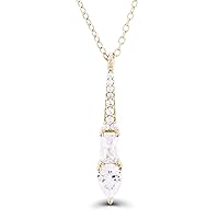 DECADENCE Sterling Silver Yellow Round/Pear Shape & Straight Baguette White Cubic Zirconia Vertical Bar 18