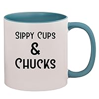 Sippy Cups & Chucks - 11oz Ceramic Colored Inside & Handle Coffee Mug, Light Blue