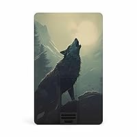 Howling Wolf USB Drive Credit Card Design USB Flash Drive U Disk Thumb Drive 64G