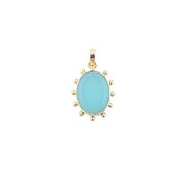 Guntaas Gems Sky Blue Chalcedony Pendant Oval Shape Designer Brass Gold Plated Smooth Polished Gemstone Statement Jewelry Gift For Her