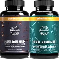 Primal Harvest Primal Total Male+ & Primal Magnesium Men's multivitamin and Nutritional Supplement, with Ginseng, Vitamins D and B, zinc and antioxidants, Dairy and Gluten Free