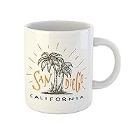 Coffee Mug San Diego California Vintage Tee Retro Urban Youth Palm 11 Oz Ceramic Tea Cup Mugs Best Gift Or Souvenir For Family Friends Coworkers