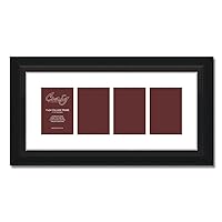 21834700BK 11 by 24-Inch Black Picture Frame, Single White Collage Mat with 4-5 by 7-Inch Openings
