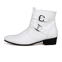 Men's Winter&Spring Fashion Boot with Ankle Buckle Straps High Top Dress Boots