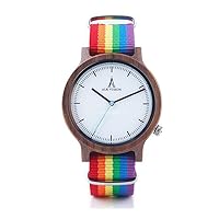 Pride Rainbow Wood Watches Brand Women Mens Wooden Watch with Canvas LGBT Strap Fashion Casual Wristwatch