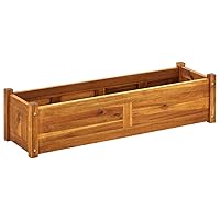 vidaXL Garden Wooden Raised Bed Rectangular Planter in Acacia Wood with Natural Oil Finish for Outdoor Spaces, 39.4